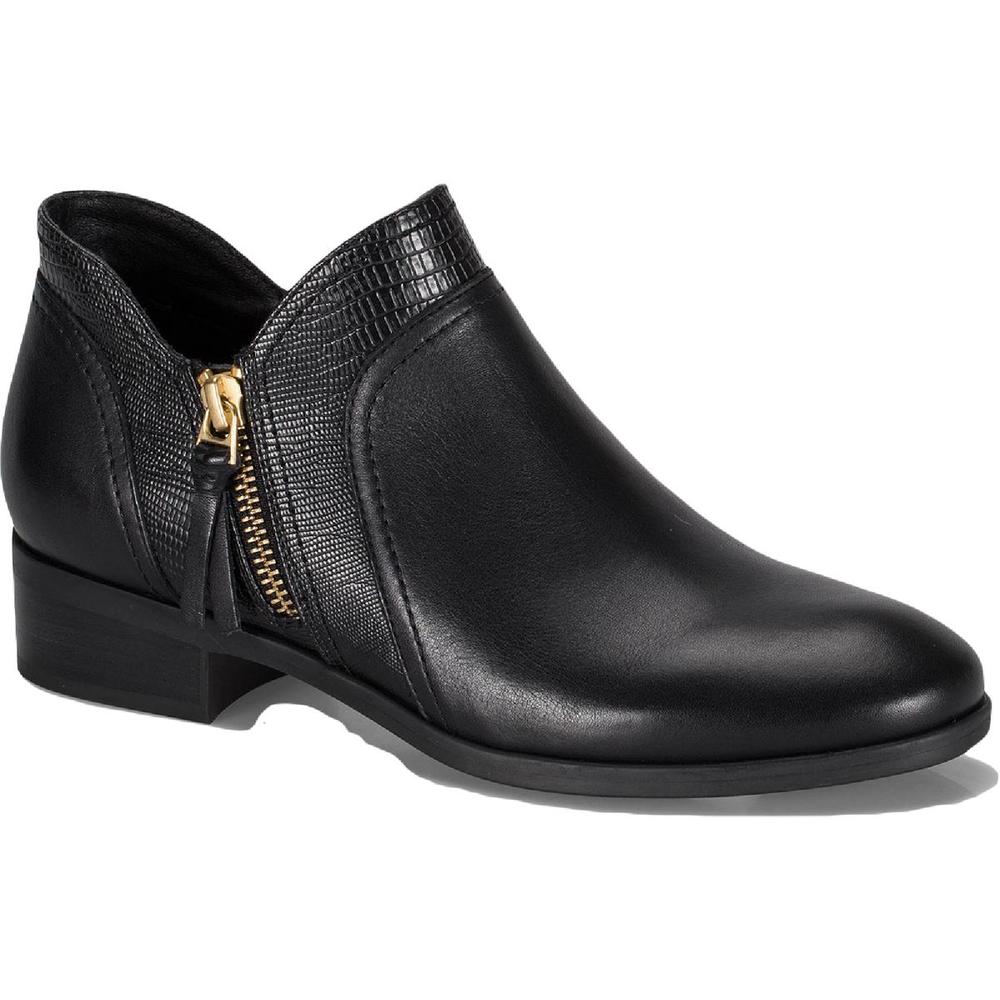 Baretraps Womens Serah Black Leather Low Heel Almond Toe Ankle Boots Shoes NWOB